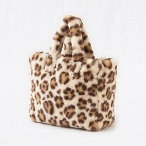 VINTAGE 1990'S AERIE FAUX FUR LEOPARD PRINT TOTE BAG Cheetah Print Bag Y2K Coque